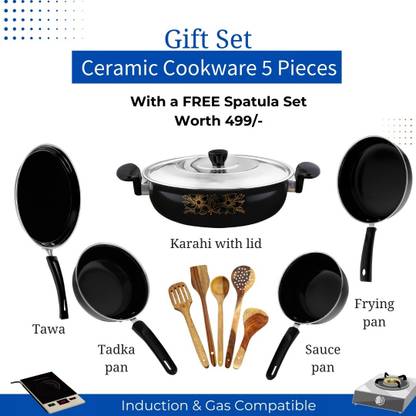 cookpro Cookpro Luxury ( 5 pcs cookware set with 5 pcs multipurpose spatula set Induction Bottom Non-Stick Coated Cookware Set