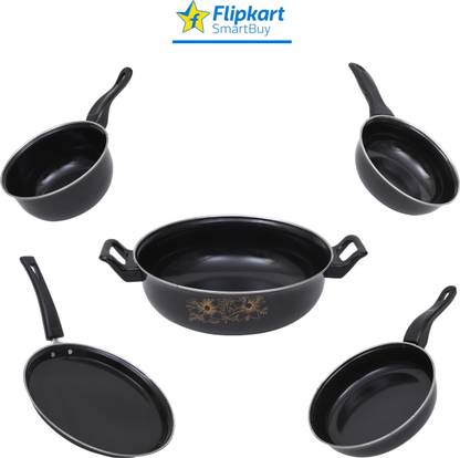 Flipkart SmartBuy Non Stick Cookware Set - Kitchen Items Combo Pack of 5 Pcs - Induction Bottom Non-Stick Coated Cookware Set