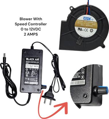 WONDERFLO BLACK AIR 12VDC 2.40A 5200RPM 97x97x33mm WITH SPEED CONTROLLER 2AMPS Cooling Fan All in one Cooler