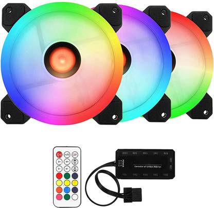 ENTWINO RGB Cooling Gaming Fans, Set of 3, ENT-500-S, Quite Cooling Computer Fans Cooler Cooling Fan Cabinet Cooler