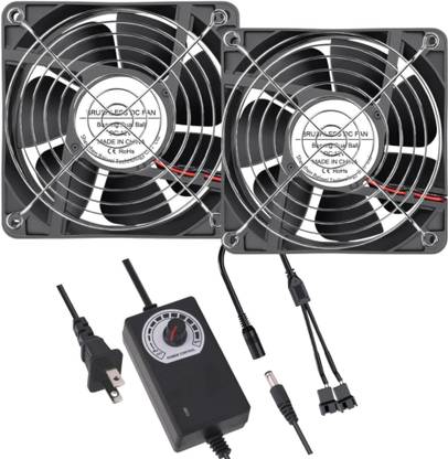 Enormity 2pcs 12025mm DC Fan,Grill 12V, with 120V-240V AC Plug, Variable Speed Control Fan with Heat Sinks All in one Cooler