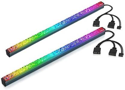 Wavenex Magnetic ARGB LED Light BAR Strip Diamond Cut Design for PC Cabinets Set of 2 Fan with Radiator Cabinet Cooler