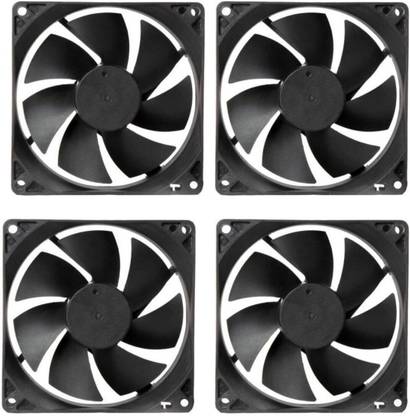 TechSupreme PACK OF 4 DC 12V Cooling Fan for PC Case 80X80X25MM Cabinet Fan 3.5-Inch Square Cooling Fan All in one Cooler