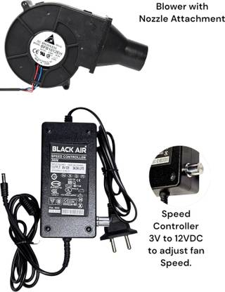 Black Air 97mm x33mm 5800RPM DC BLOWER FAN for Wood Stove with Speed Controller Cooling Fan Cabinet Cooler