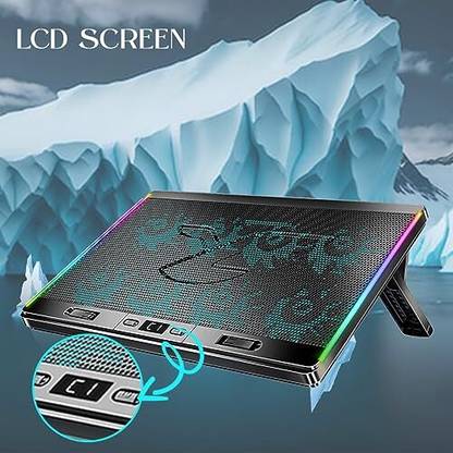 CLAW Iceberg F4 - 8 Motor Laptop Cooling Pad with Adjustable Height and LCD Display Ergonomic Cooling Pad with Adjustable Height