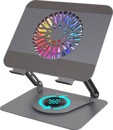 ZEBRONICS NS4000 PRO Rotatable Metal Stand, upto 17 inch, 360� Fidget Rotation 1 Fan Ergonomic Cooling Pad with Adjustable Height