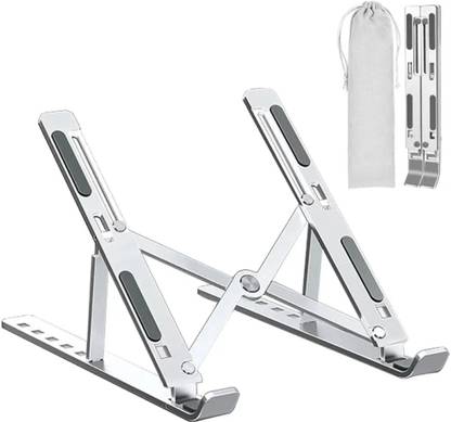 Cipto Folding Height Adjustable Aluminium Foldable Portable Desktop Holder Riser Aluminium Desk Stand Laptop Stand with Adjustable Height Compatible with 36 - 39cm Laptops