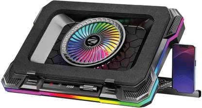 ZEBRONICS NC9200 with RGB Fan, Upto 19inch Laptop, Detachable Mobile Holder 2 Fan Ergonomic Cooling Pad with Adjustable Height