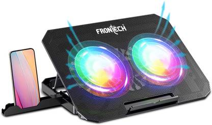 Frontech Laptop USB Cooling Pad with 2 X 120 mm LED Fan| Built in Mobile Stand (CP-0007) 2 Fan Cooling Pad