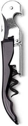 SURFNPICK Wine/Beer Bottle Opener and Foil Cutter (Sommelier Knife Style) Black Stainless Steel Waiters Corkscrew