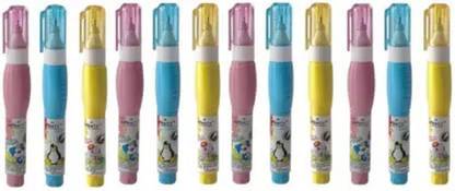 SAH Smooth Correction Whitener Pen correction pen |Set of 12, White| 9 mm White Ink Correction Pen