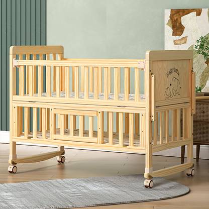 StarAndDaisy Baby Wooden Cot Bed, Baby CribCot with Smooth Rolling & Locking Wheel for Infant Cot