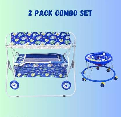 Akayu And Rk New Born Baby Cradle Combo Set With Hood Stylish Swing Bassinet And Baby Walker Bassinet