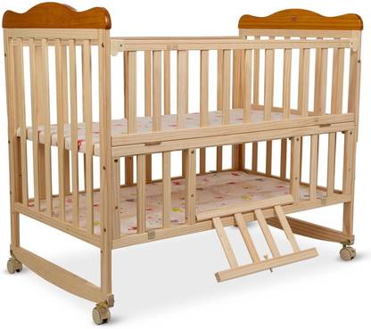 MeeMee Baby Wooden Crib Swing & Mosquito Net,Spacious Storage,for 0-3 years Cot