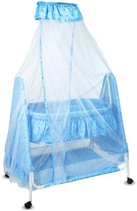 MeeMee New Born Baby Sleep Swing Cradle /Baby Bedding with Mosquito Net (Blue) Bassinet