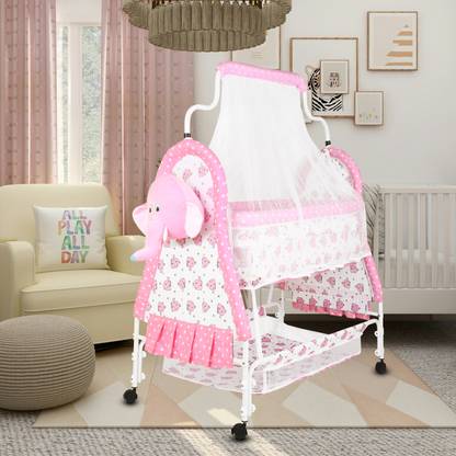CREW4 Cradle for kids cradle for baby boy and girl Cradle With Swing & Mosquito Net