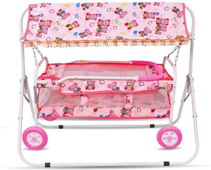 CHUNKY'S Baby Cradle with Canopy & Wheels – Foldable, Comfortable & Safe Bassinet