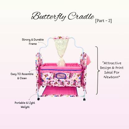 MS BABY Newborn Baby cradle With Mosquito Net, Safety Wheels Lock and Smooth Swing Bassinet