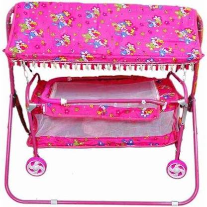 CHUNKY'S 1 x Baby Cradle with Canopy and Wheels Bassinet