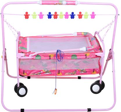 FLIPZON Baby Swing Cradle Cot and Stroller/Jhulla with Mosquito Net, J17 Bassinet