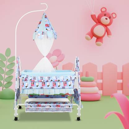 GUDDAGUDIA Cradle for kids cradle for baby boy and girl Cradle With Swing & Mosquito Net Bassinet