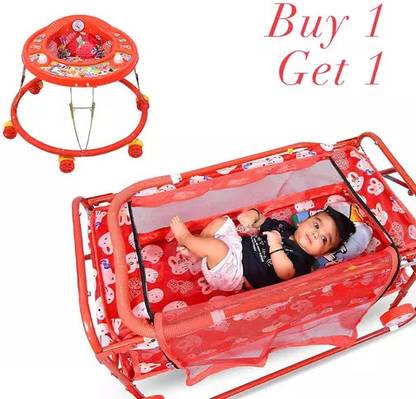 AKAYU TRADERS Red Classic Smart Bassinet And Choo Choo Baby Walker For Your Newborn Baby Bassinet