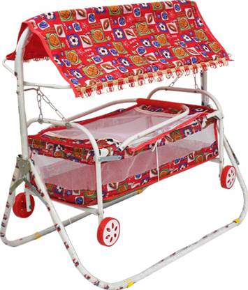 RAWZZ Large baby bassinet cradle swing with mosquito net (RC12) (RED) (SIZE LARGE) Cot