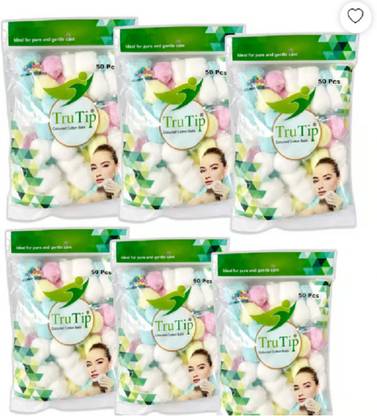 Trutip Cotton Ball a Zip lock Bag For Face Cleaning & Nail Paint Remover ( Pack of 6 )