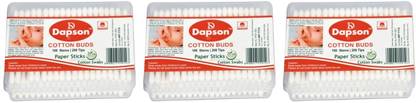 DAPSON Cotton Buds, 100 Stems with 200 Tips, Paper Sticks Cotton Swabs