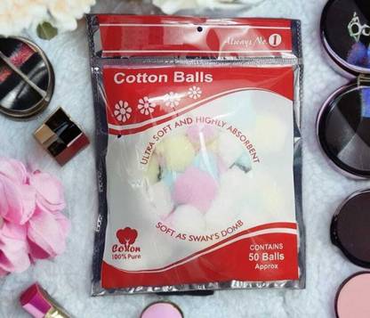 Glamezone GM 2Coloured Cotton Balls For Face Cleansing & Makeup Removal 50 Pieces