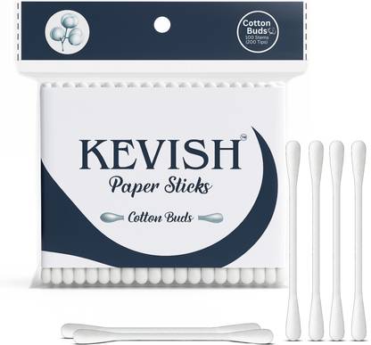 KevIsh Cotton Buds with Paper Sticks – 100 Stems (200 Tips), Eco-Friendly & Safe