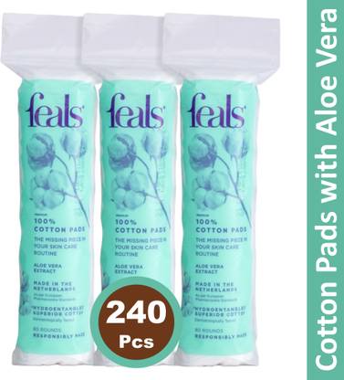 FEALS Cotton Pads For Face Cleansing & Makeup Remover Wipes (80 Rounds) (Pack of 3)