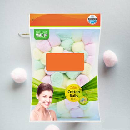 Trutip 50pc Multi-color Cotton balls 100% Pure Cotton. Removing Makeup (Pack of 1)q3