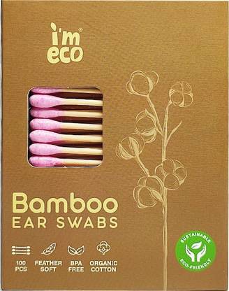 i'm eco Bamboo Ear Swabs | 100 Bamboo Swabs | Ultra-soft & Premium Quality