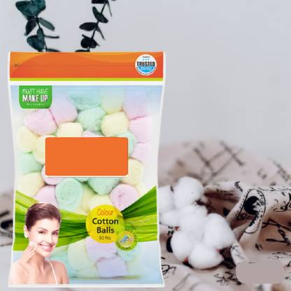 Trutip 50pc Multi-color Cotton balls 100% Pure Cotton. Removing Makeup (Pack of 1)q1