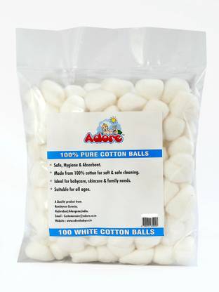Adore 100% Pure Cotton Balls White - Pack of 100