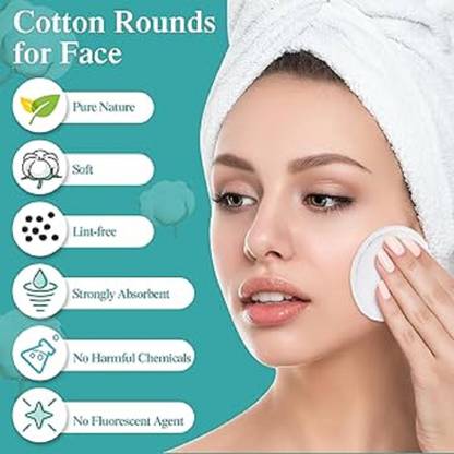 Trutip Cotton Pads for Face/Eyes, Makeup Remover Pads (50 Rounds/Pouch) (Pack of 1)q1