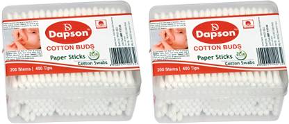 DAPSON Cotton Buds, 200 Stems with 400 Tips, Paper Stick Swabs