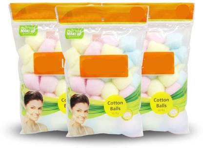 Trutip 50pcs Cotton Ball a Ziplock Bag For Face Cleaning & Makeup Remover (Pack of 3)q1