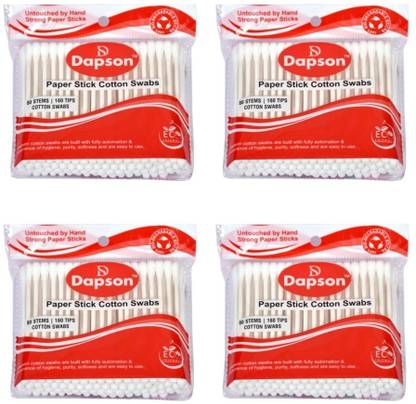 DAPSON Cotton Buds, 80 Stems, 160 Tips, Strong Non-Breaking Paper Sticks
