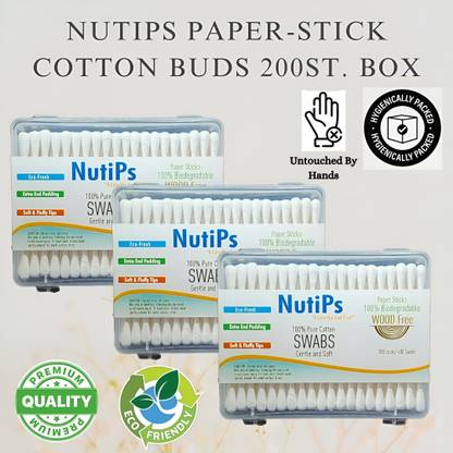 Nutips Cotton Buds 400 Swabs ( Pack of 3)