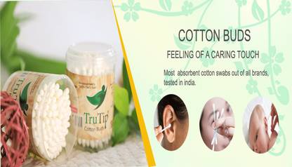Trutip Cotton Ear Buds {Pack of 2} with White PAPER Stick, 100/Jar