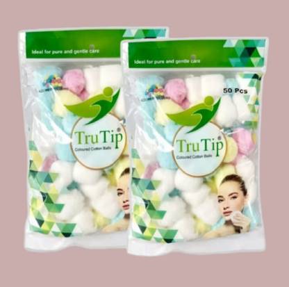 Trutip 50 Premium & Soft Cotton Color Balls in a Zip-lock bag (Pack of 2)s12