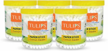 Tulips Premium Paper Stick Cotton Ear Buds (Pack of 5)