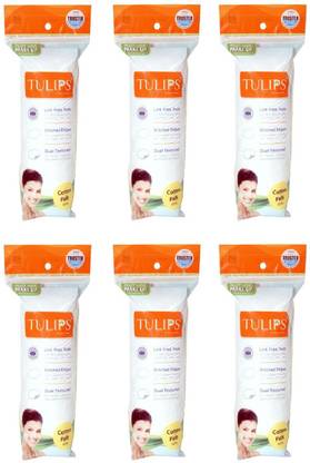 Tulips Cotton Pads 50 in Each (Pack of 6)