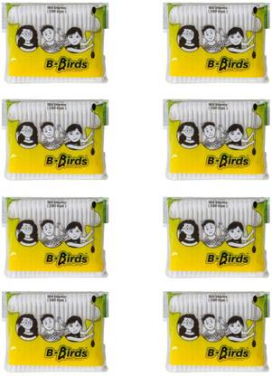B birds Cotton Ear Buds 100% Pure Soft Cotton Swabs for Nose Ears Cleaning pack 8