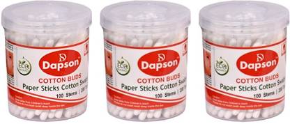 DAPSON Cotton Buds, 100 Stems, 200 Tips, Paper Sticks