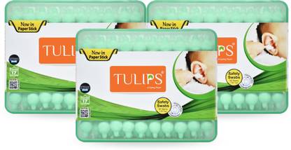 Tulips Safety Cotton Ear Buds,(with Ear Drum Protection) white paper stick