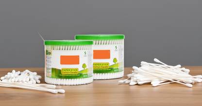 Trutip Cotton Ear Buds {Pack of 2} White PAPER Stick, 100 Sticks/200 tips in per Box