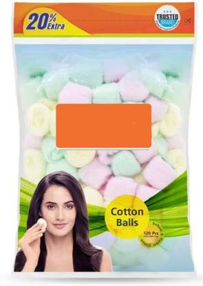 Trutip 50pc Multicolor Cotton balls 100% Pure Cotton. Removing Makeup (Pack of 1)